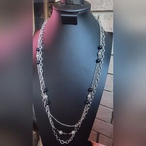 Source Unknown Silver and Black Chain Necklace